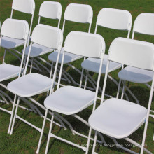 Белый коммерчески Поли складной стул с металлическим каркасом